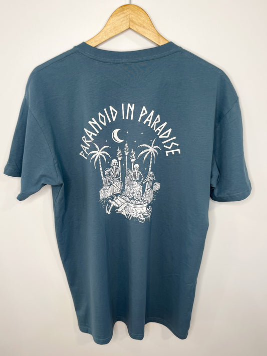 Tribal Council 'Paranoid in Paradise' T-Shirt Slate Blue - Men's