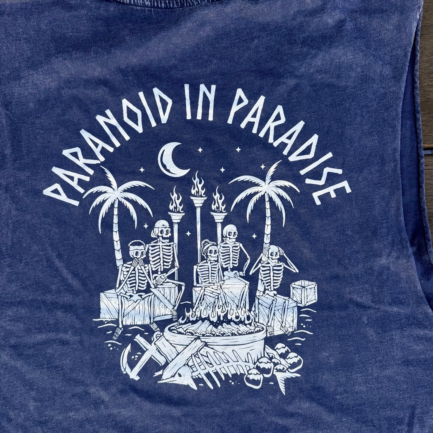 Paranoid in Paradise Acid Wash Blue Tank